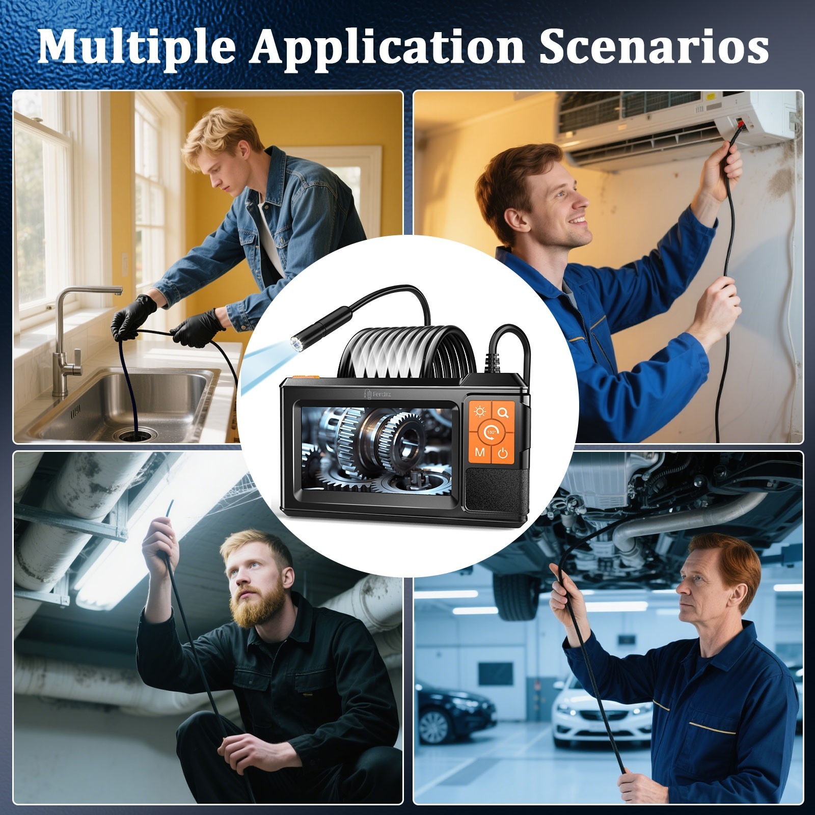 🔥1080P HD LED Handheld Industrial Endoscope Borescope Inspection Snake Camera