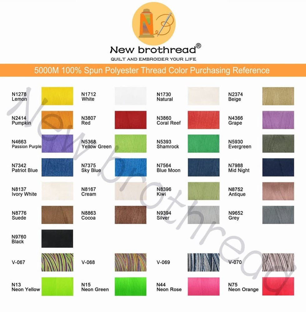 Brothread 30 Color Polyester 5500Y Large Cones All Purpose Sewing Thread Yarn