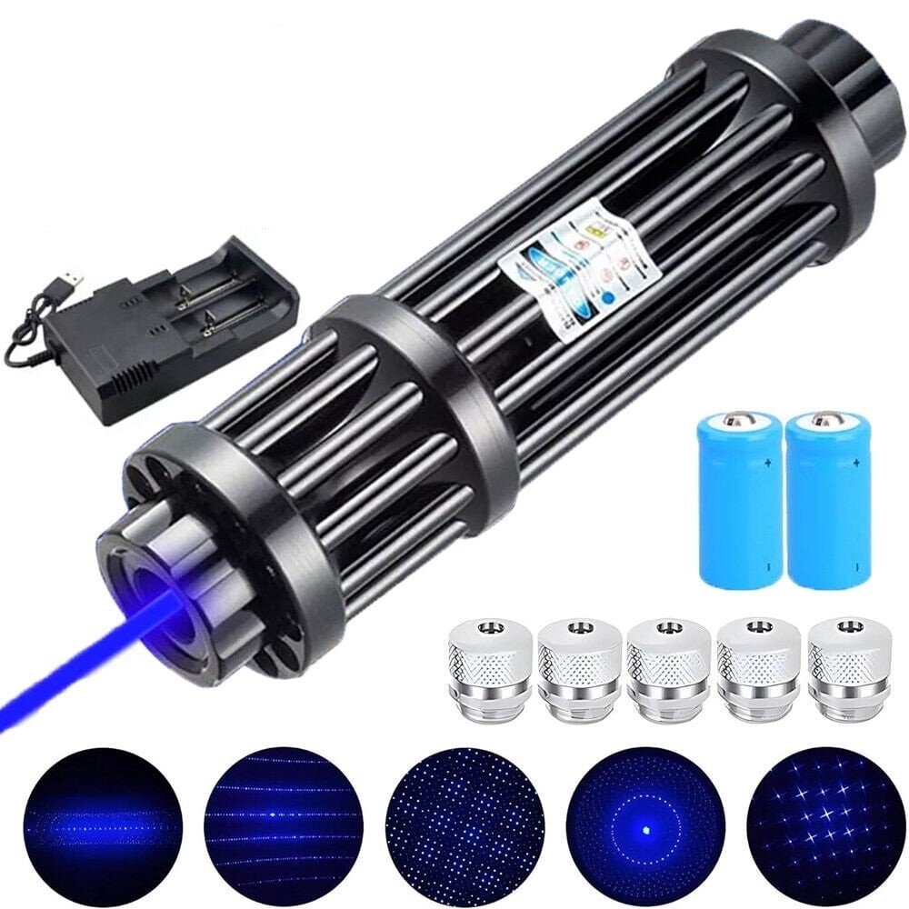 5W Adjustable High Power Blue Llight Laser Pointer Visible Dot Torch Light New