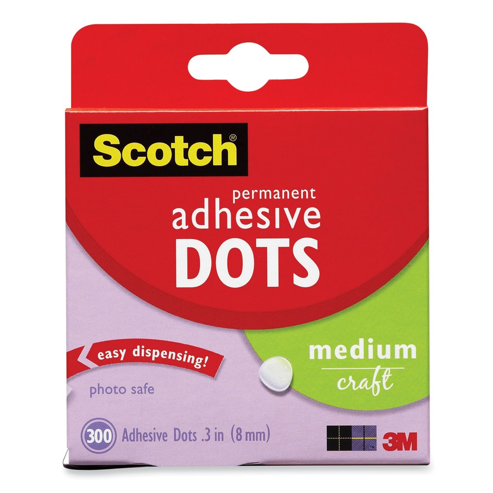 Scotch Permanent Adhesive Dots Medium Craft .3" 300/Pkg