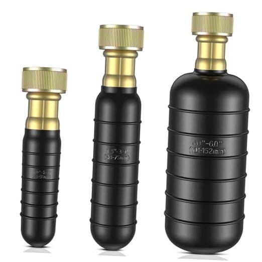 3-Pack Drain Bladder Kit, Water-Powered Rubber Drain Cleaning Bladder, Fits 1