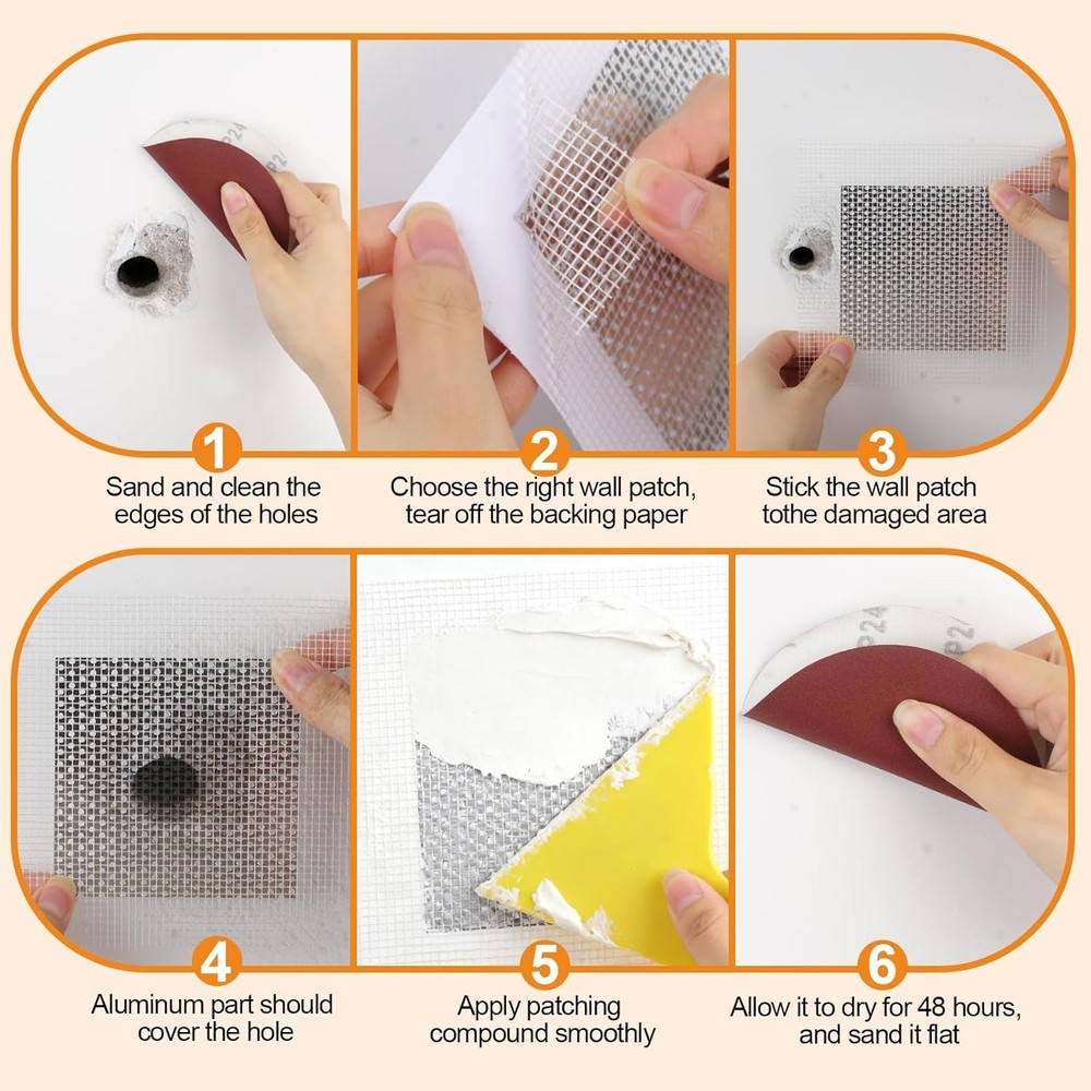 11 Pack Drywall Patch, 4/6/8 Inch Wall Patch with Extended Self Adhesive Mesh