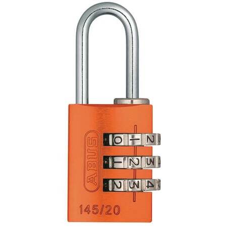 Abus 145/20 Orange Combination Padlock,Side,Black/Silver