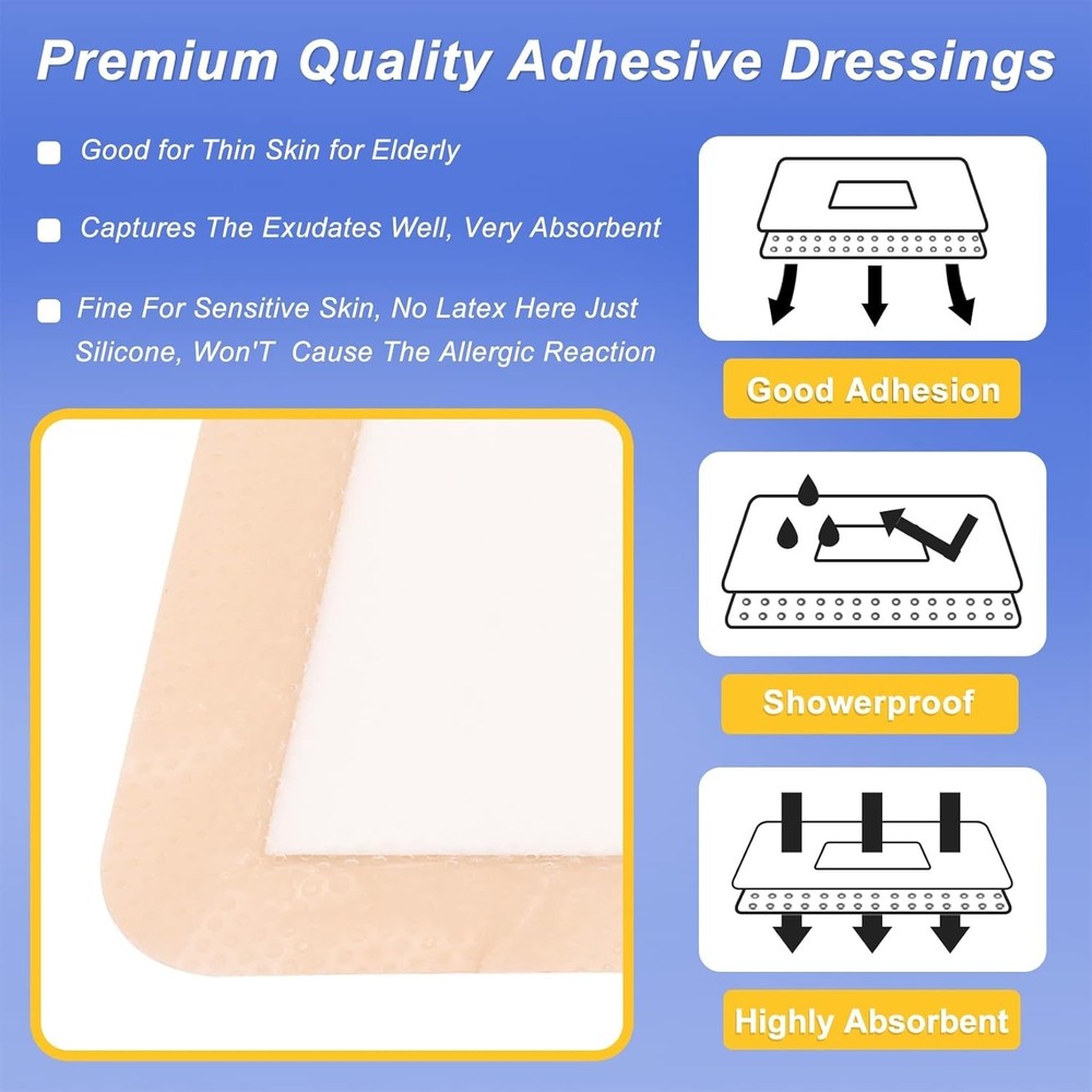 Large Silicone Dressing for Post-Surgery Care - 10 Pack