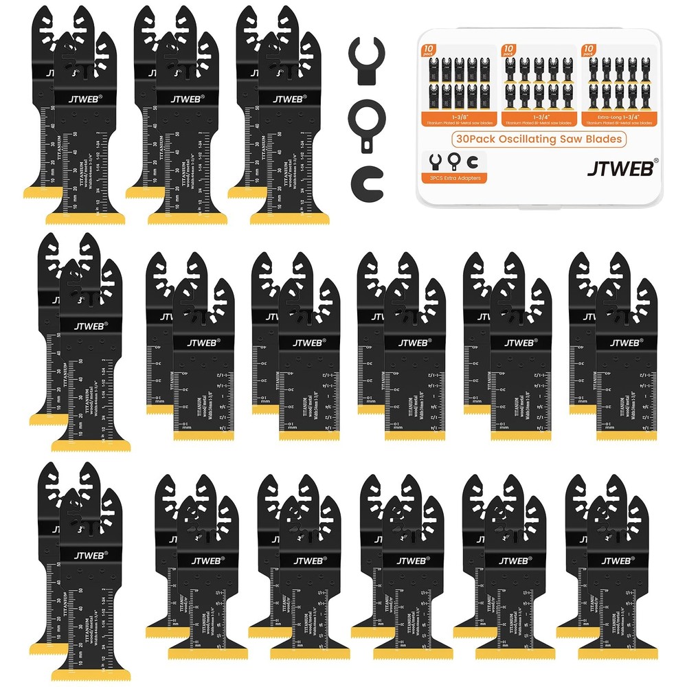 JTWEB 30PCS Titanium Oscillating Saw Blades Metal Cutting, Multitool