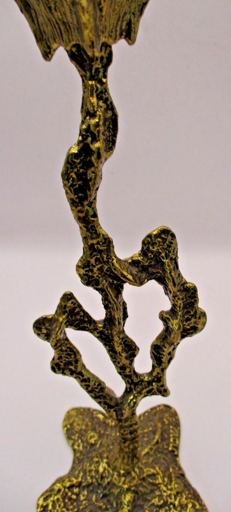 BRUTALIST WAINBERG SOLID BRASS CANDLESTICK ISRAEL