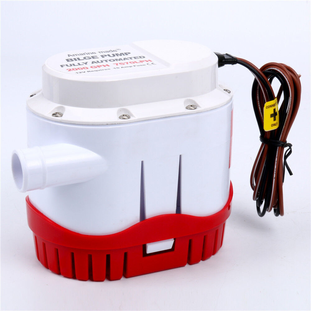 12V 2000GPH Boat Bilge Water Pump Built-In Float Switch Automatic Submersible