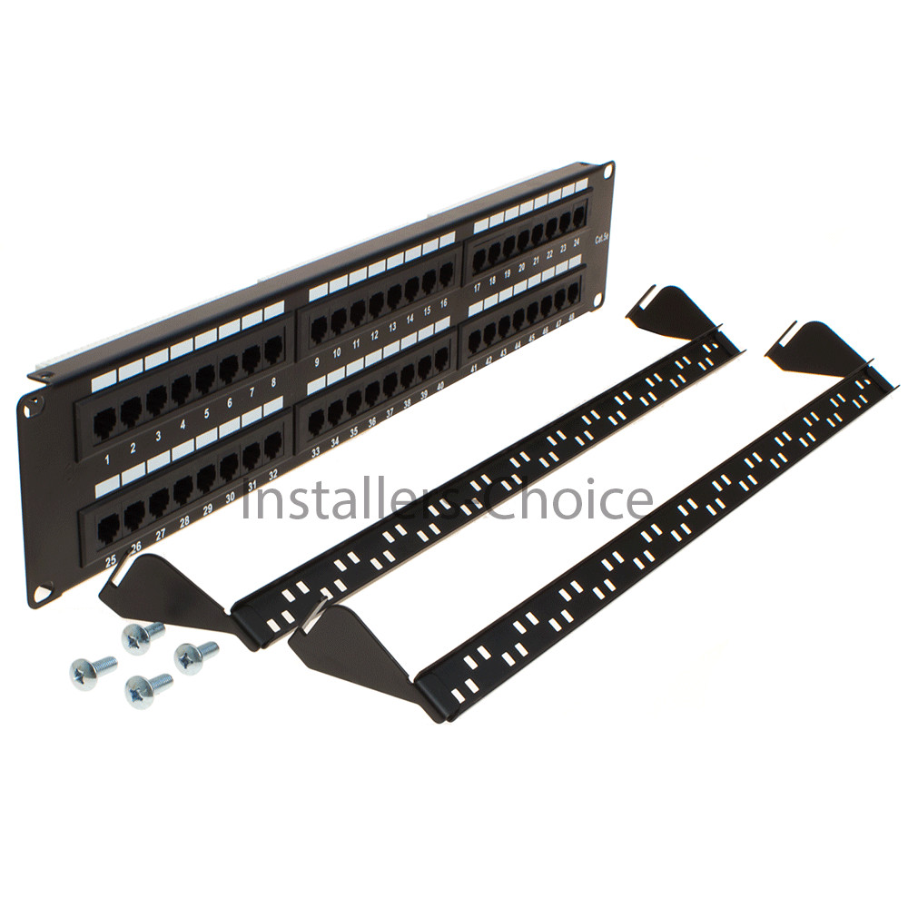 48 Port Cat5e Patch Panel Wall Mount Bracket RJ45 110 UTP Ethernet Network
