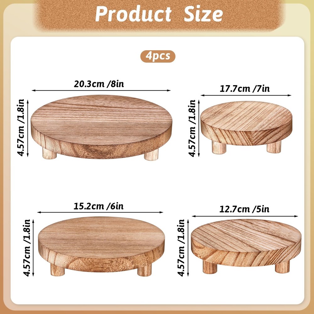 4 Pcs Wood Risers Display Stands Wooden Risers for Table Display Mini Riser S...