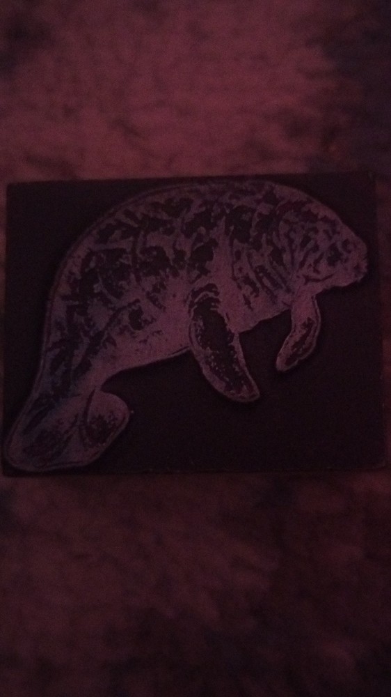Engraved Manatee Printing Block