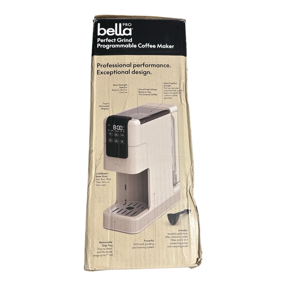 BELLA PRO Programmable Single-Serve Coffee Maker with Integrated Burr Grinder
