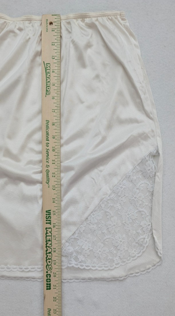 Vintage Women's Slip Skirt Ashley Taylor Size M White Half Lace Trim