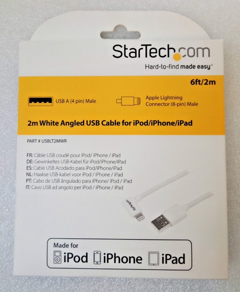 StarTech.com 2m White Angled USB Cable for iPod/iPhone/iPad USBLT2MWR