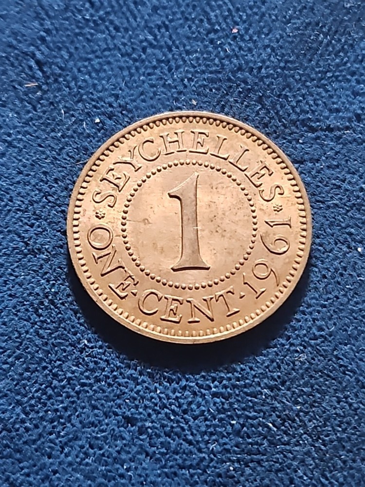 1961 Seychelles, 1 cent coin KM.#14