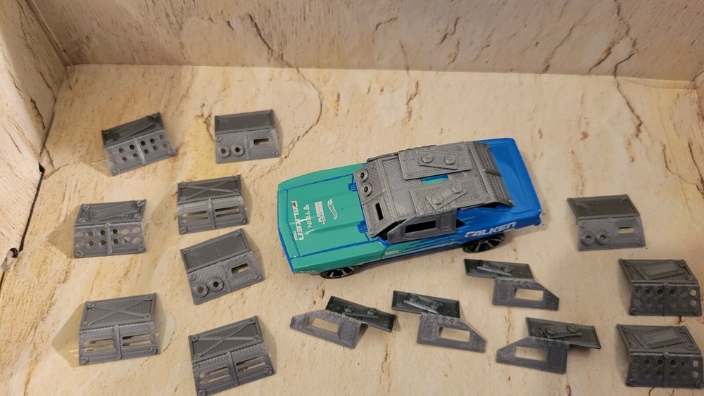 Bendable,Front,Rear and Side window armor 18 items 3d printed for 1/64 scale car