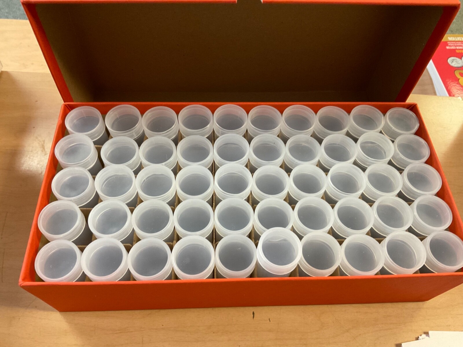 50 Round Duraclear Quarter Tubes in New GH Sturdy Storage Box for Qtr. Rolls