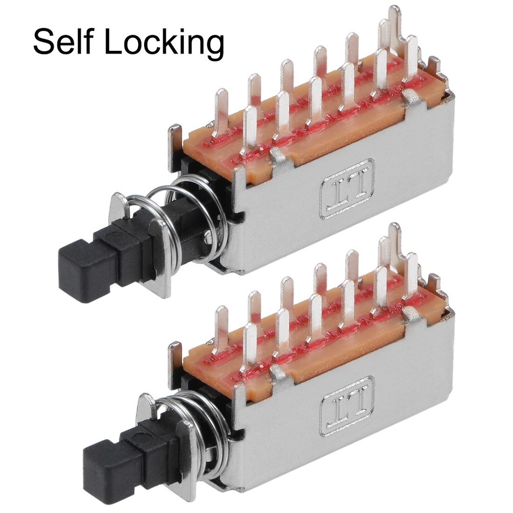 10 x Push Button Switch 4PDT 12 Pin 1 Position Self-Locking Black