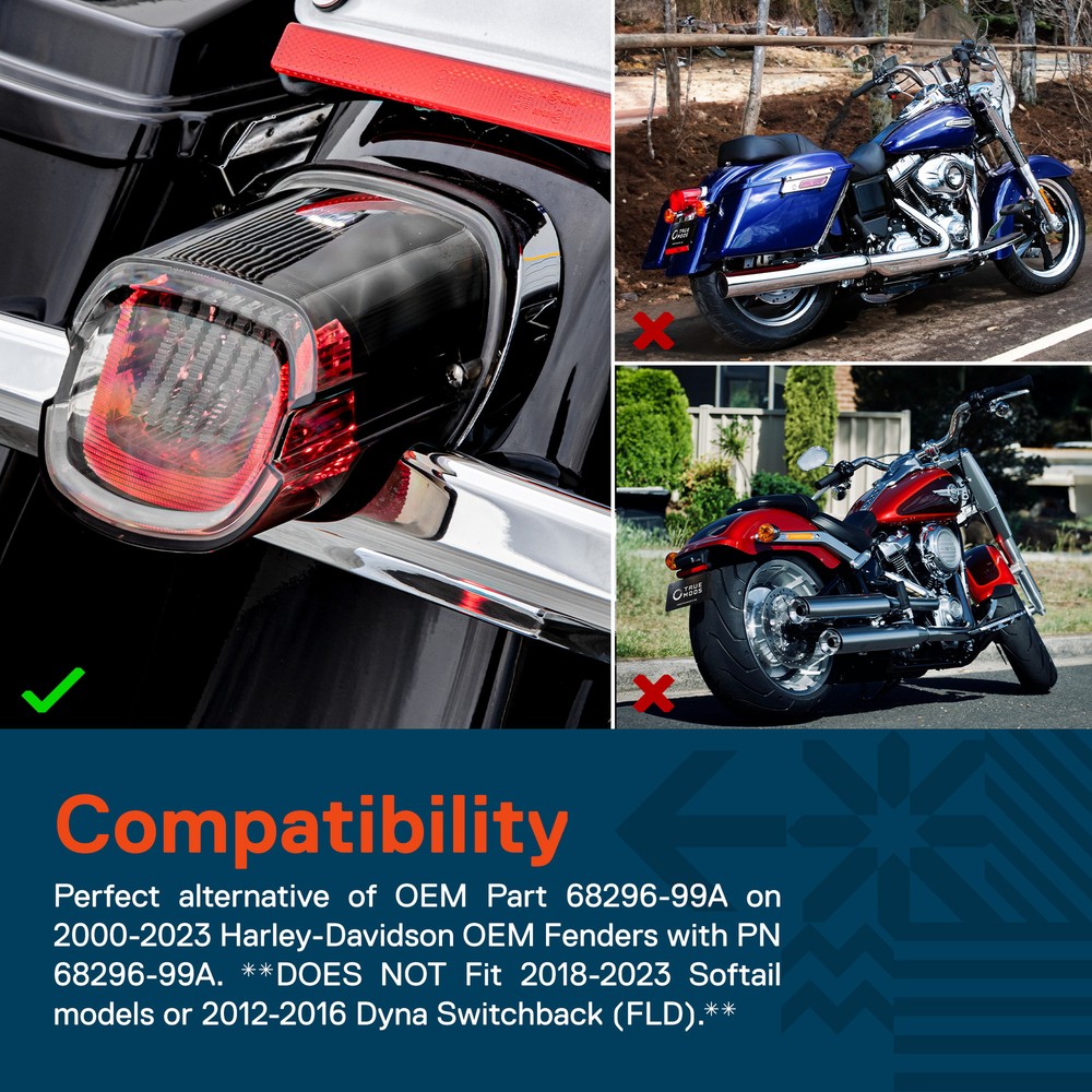 Chrome Taillight Base Plate Replacement for 2000+ Harley Davidson 68296-99A