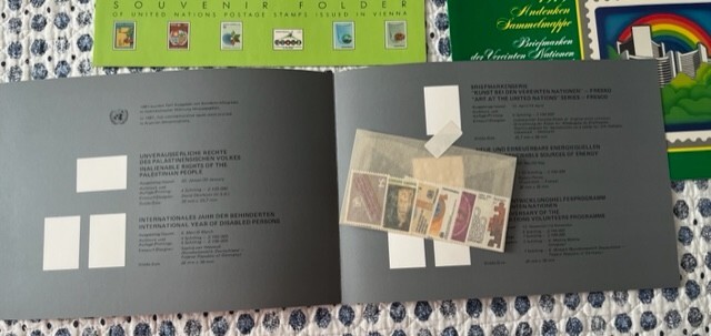 43 United Nations Souvenir Folders w/Mint Stamps Free Shipping