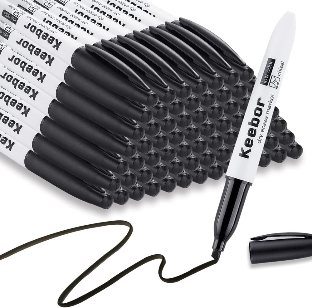 Low-Odor Dry Erase Markers Chisel Tip, 72 Count Black Whiteboard Markers, Off...