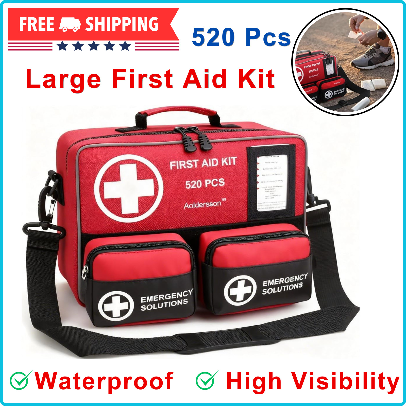 520 Pcs First Aid Kit Large Emergency Survival Medical Set For Car Home Camping
