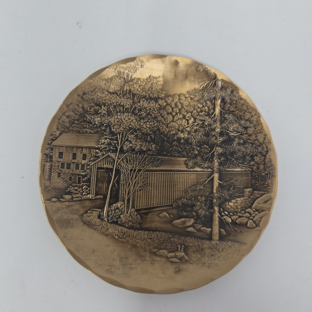 Vintage Wendell August Forge Solid Bronze 4¼" Plate Covered Bridge