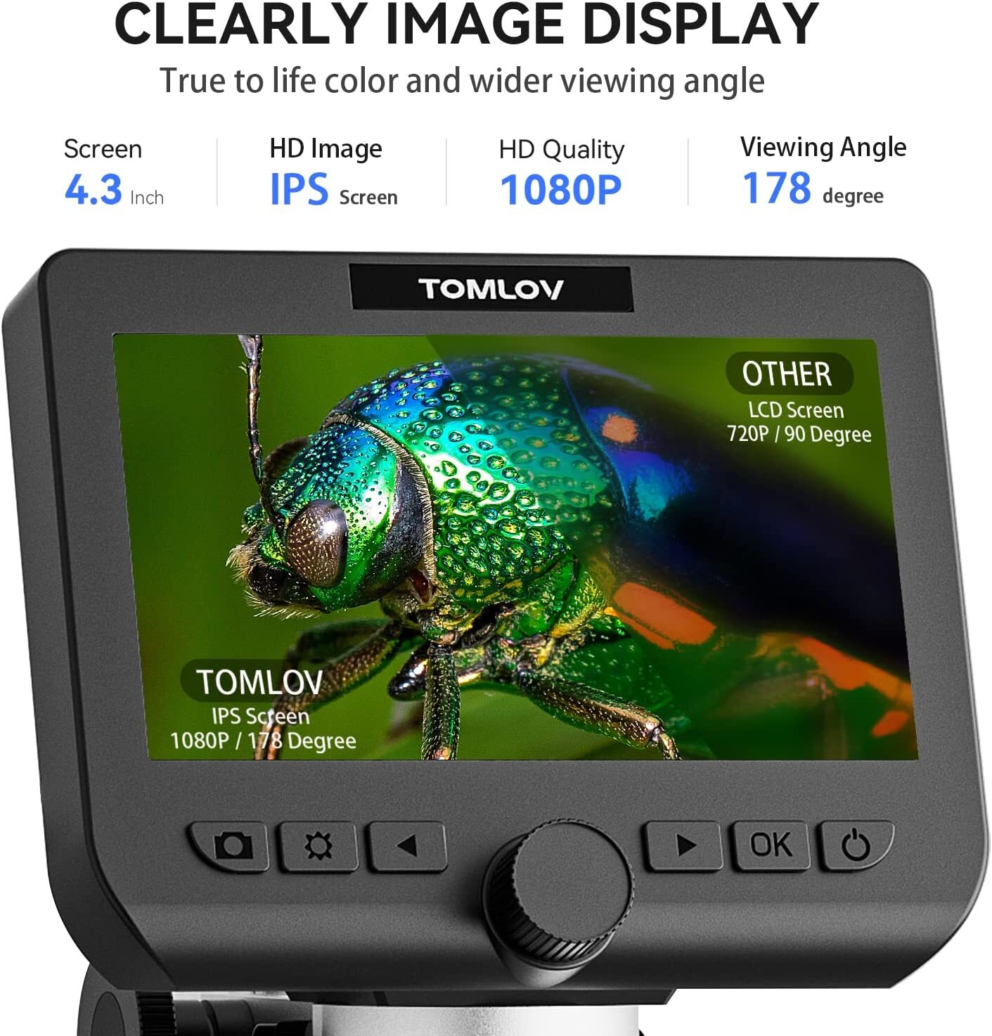 TOMLOV WIFI 1000x Digital Microscope Coin Magnifier solder workbench 4.3" Screen