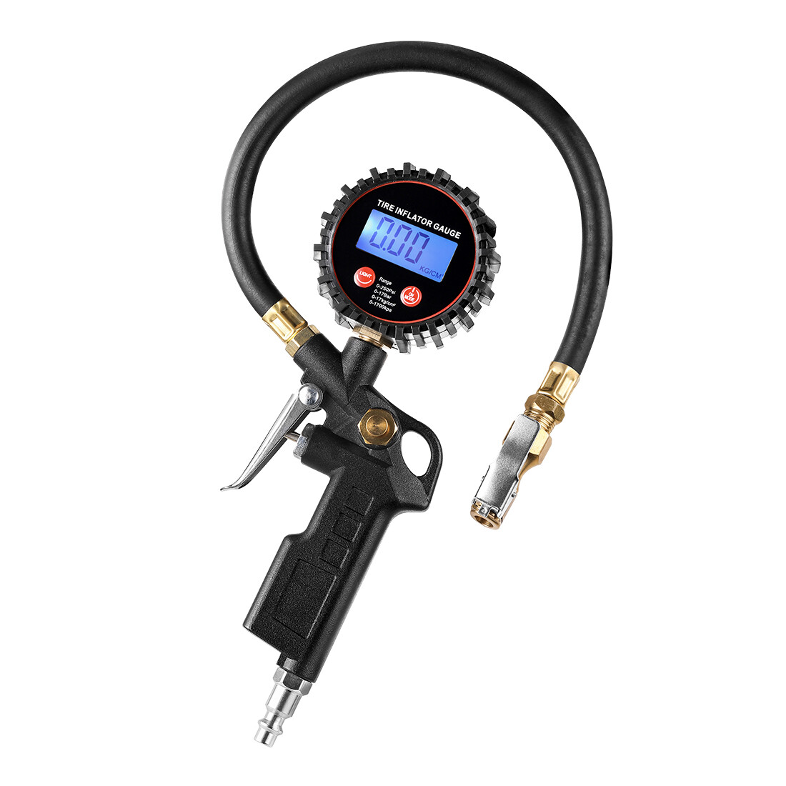 Car Truck Digital Tire Inflator w/ Pressure Gauge Air Chuck Rubber Hose 250 PSI