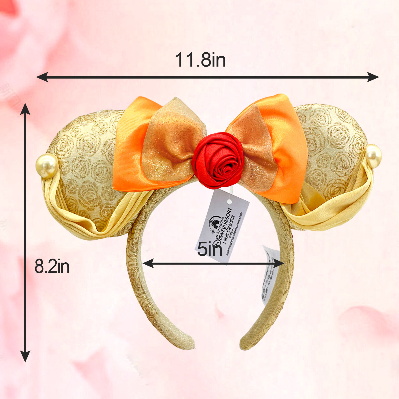 Disney~Parks Minnie Mickey Mouse Bow Ears Belle Beauty & the Beast Headband Girl