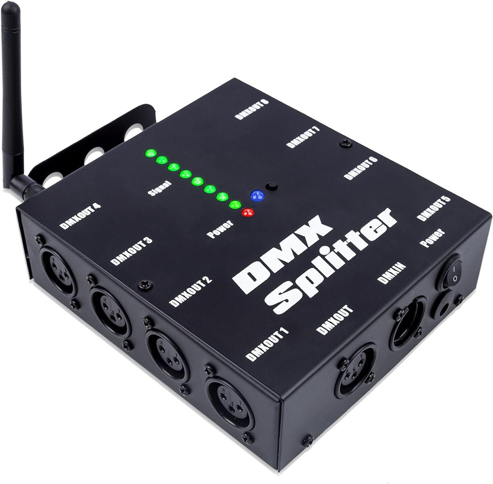 8-Way Isolated DMX Splitter with 2.4G Wireless Receiver Function