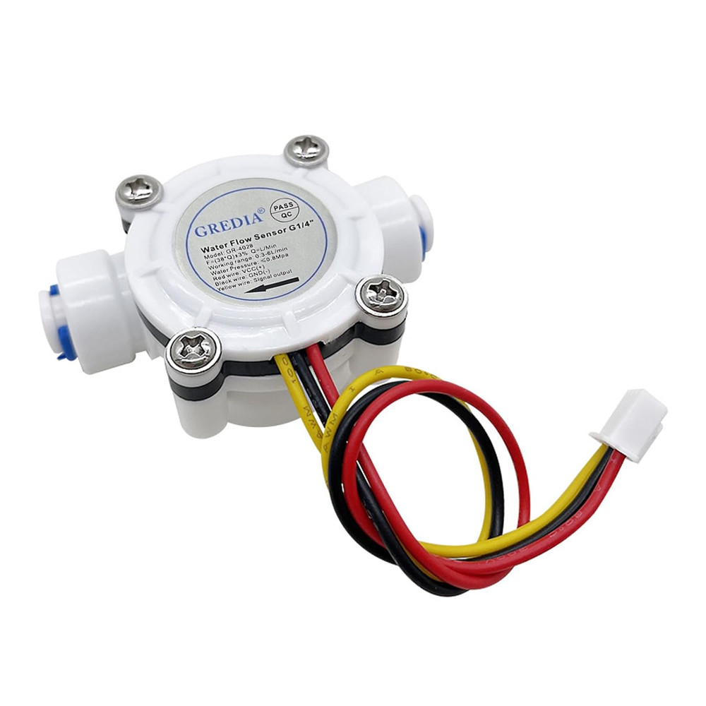 1/4" Quick Connect Water Flow Sensor Food-Grade Switch Hall Effect Flowmeter Flu