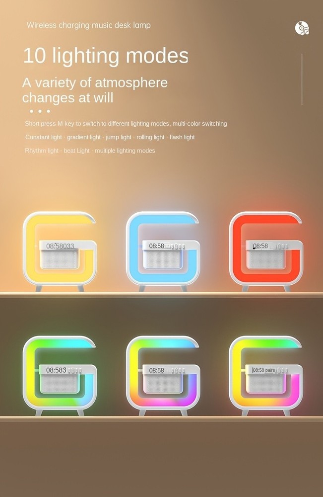 Desktop Alarm Clock with Multifunctional Wireless Speaker - Button Control