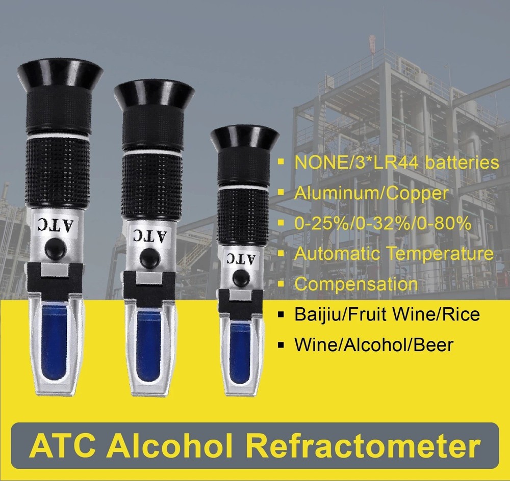 Refractometer Analyzer Alcohol 0-80% ATC Handheld Portable Spirits Wine Tester