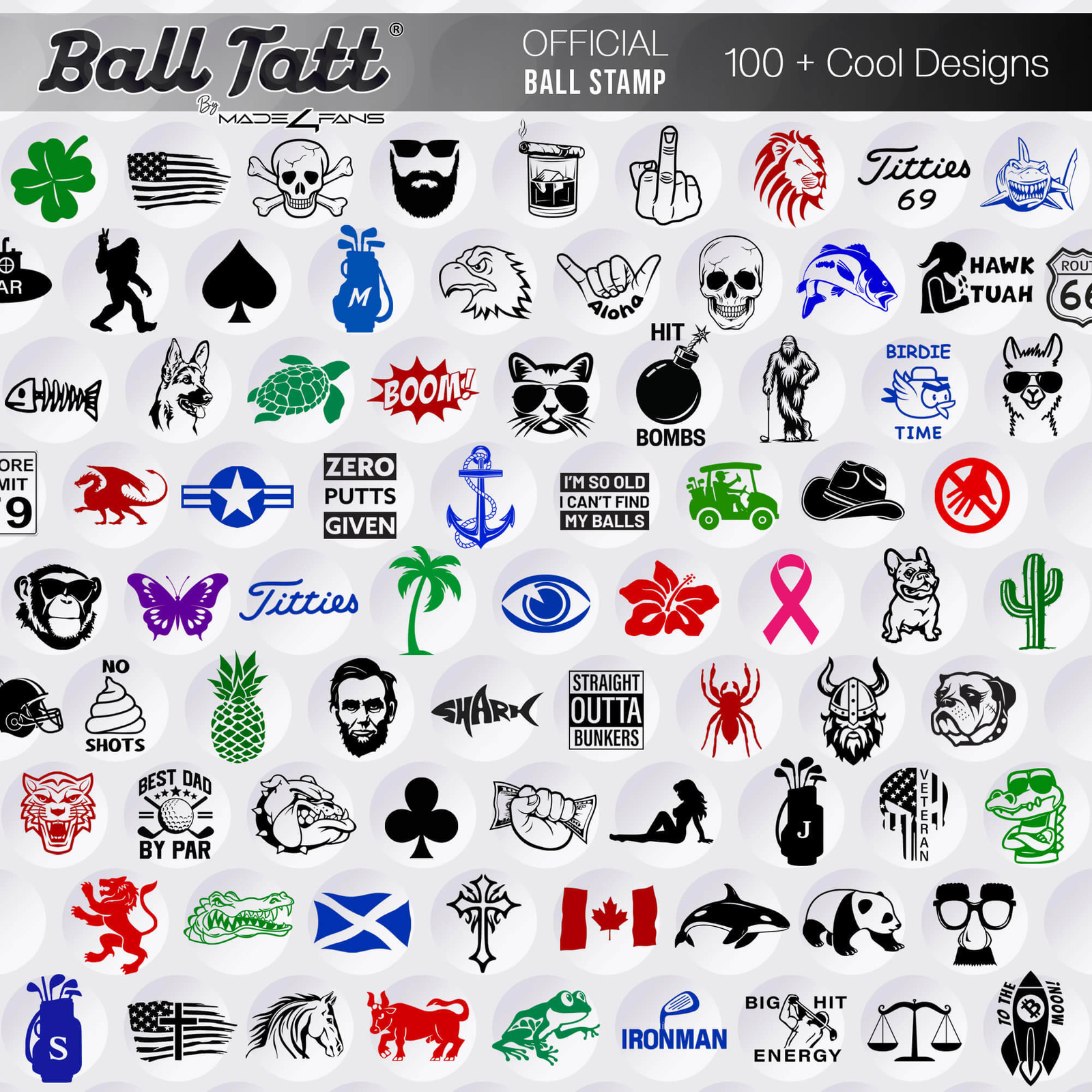Ball Tatt - Indian Chief Golf Ball Stamp Marker Fast-Dry Self-Inking Ball Stamp