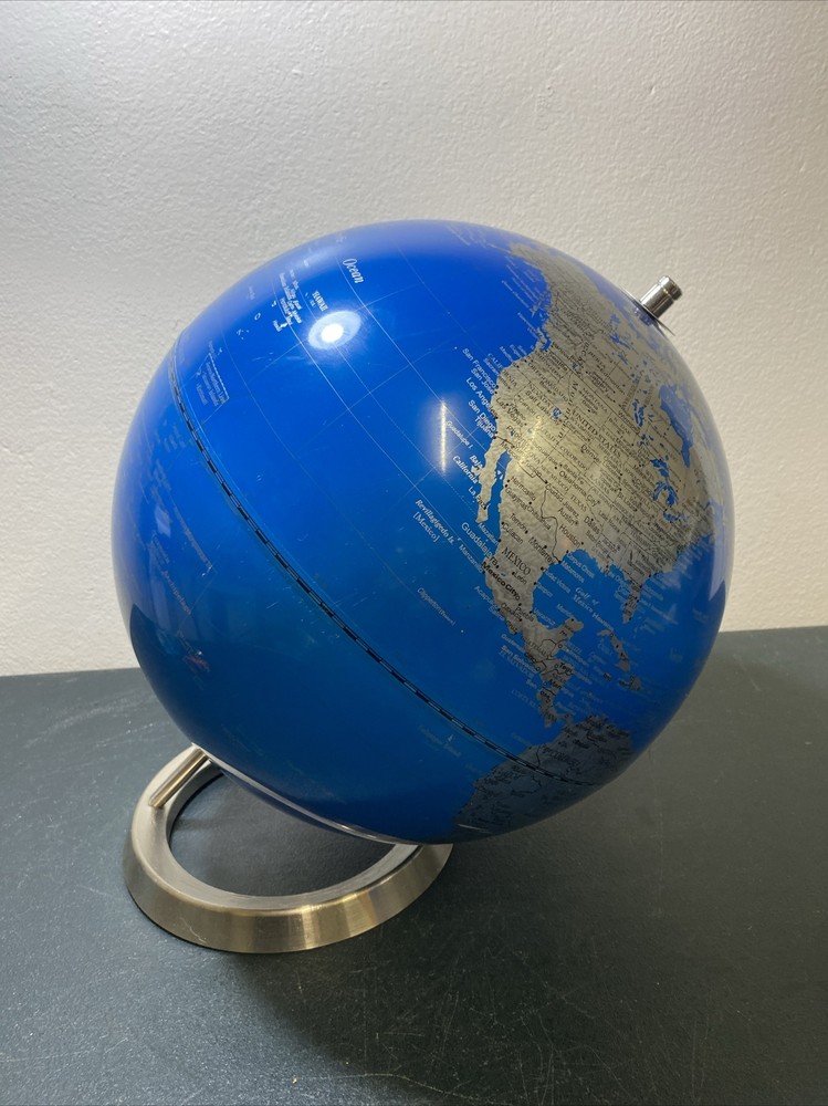 Full Circle Vision Blue & Silver Desktop World Globe 33cm Tall