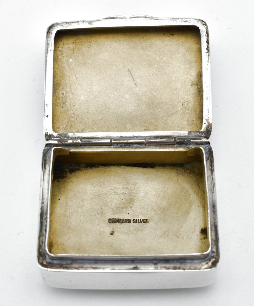 Vintage Solid Silver Pill Box Snuff Box Heavy Gilded Interior