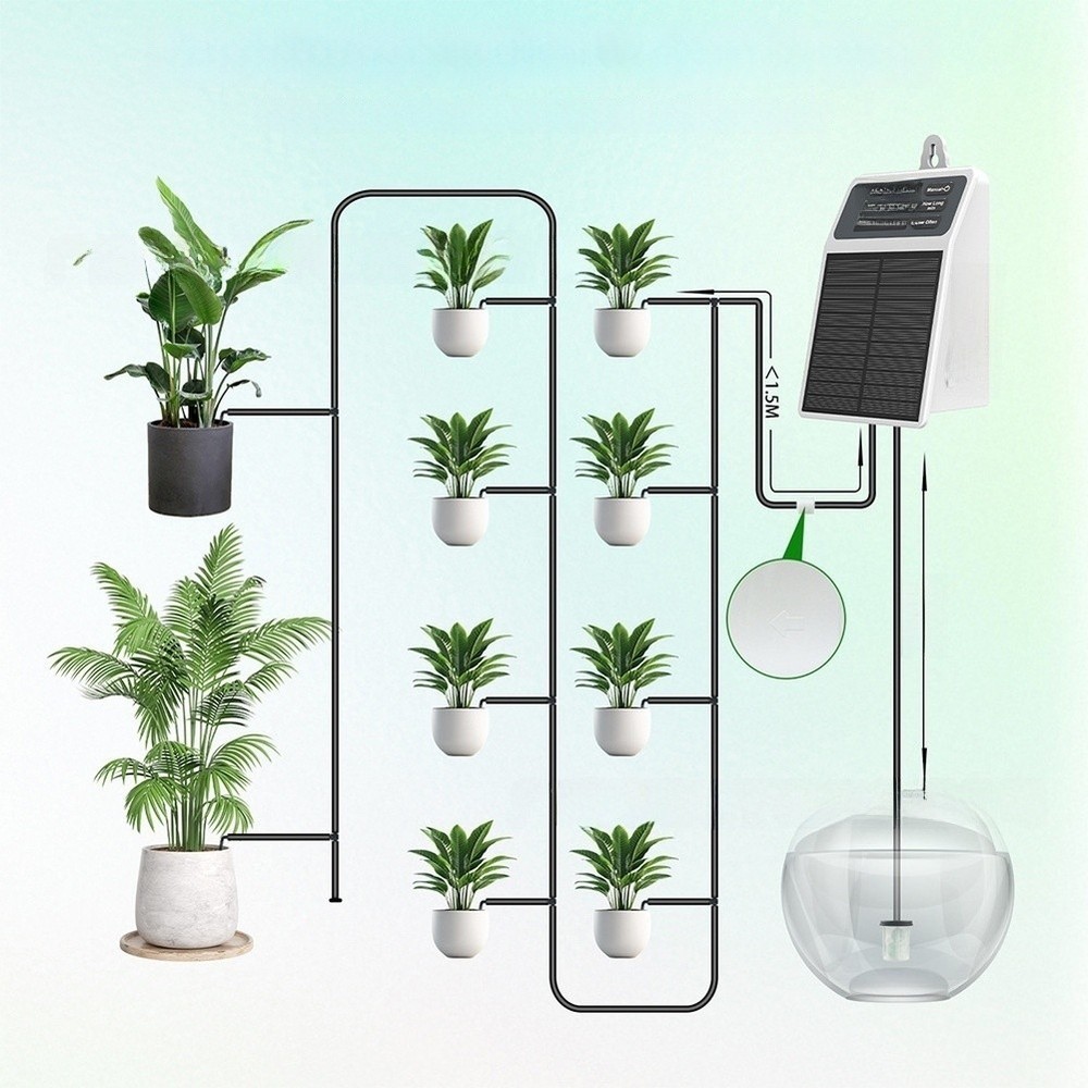 Balcony Friendly Solar Watering System with Adjustable Timer for Potted Plants