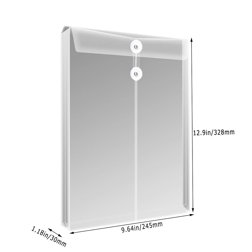 Letter Size Clear Poly Envelopes with String Closure 20 Pack, EGOSKY Plastic Env