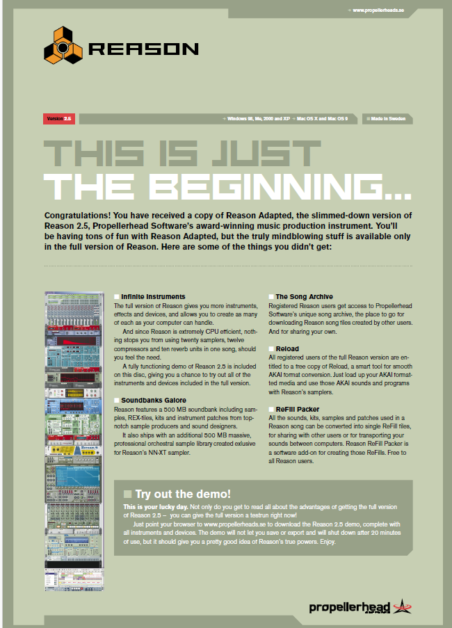 Reason Adapted Software - Windows/Mac OS