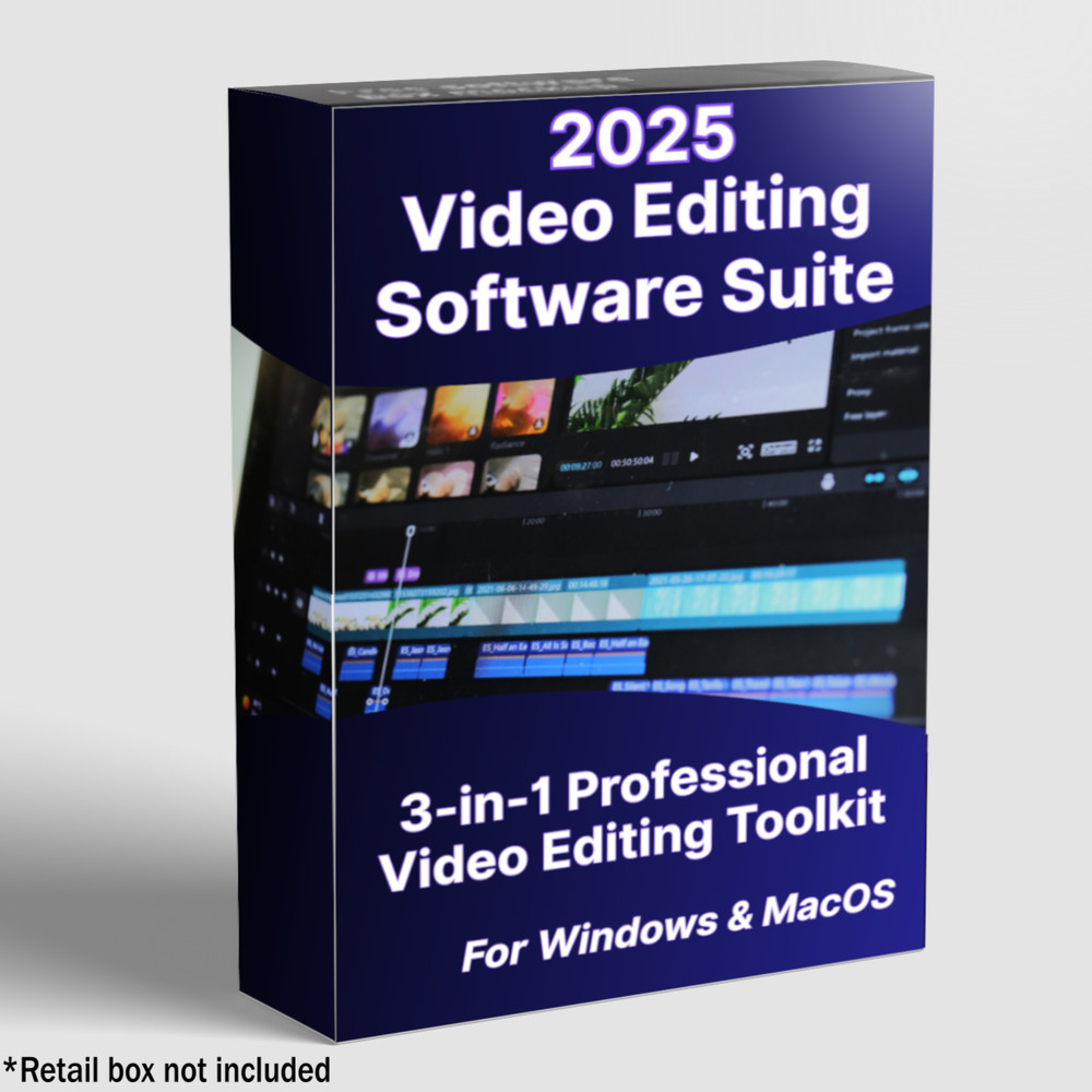 Professional Video Editing Software Suite 2025 | 3-in-1 Pro Program Windows Mac
