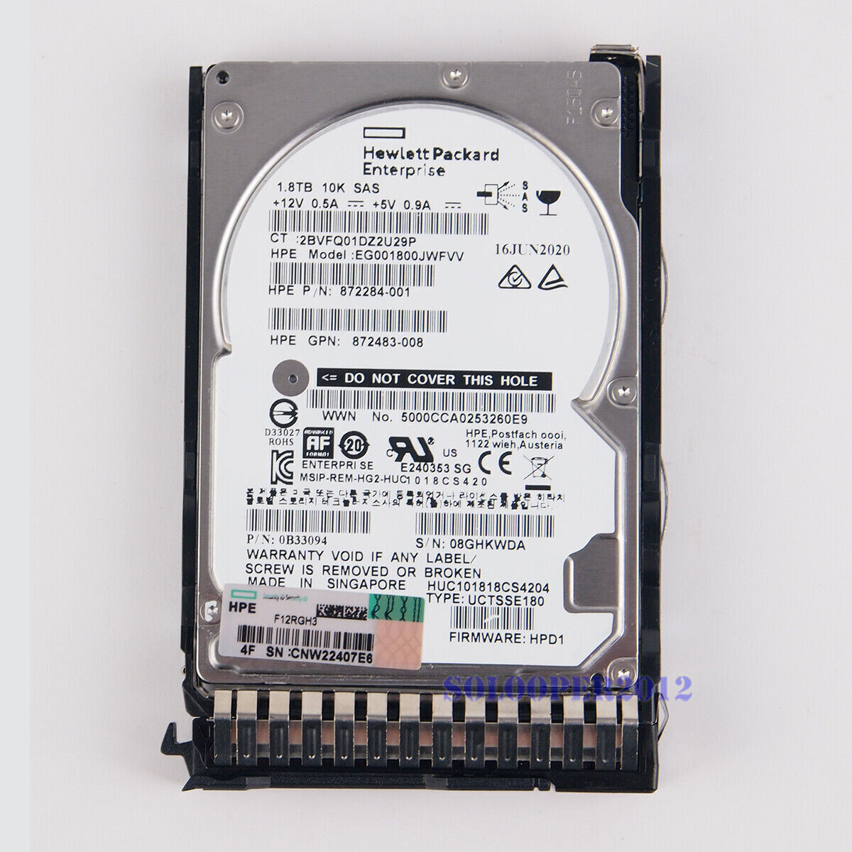 HP 1.8TB 872481-B21 872738-001 SAS 10K 12Gb/s 2.5" SC ENT 512E DS FIRMWARE HDD