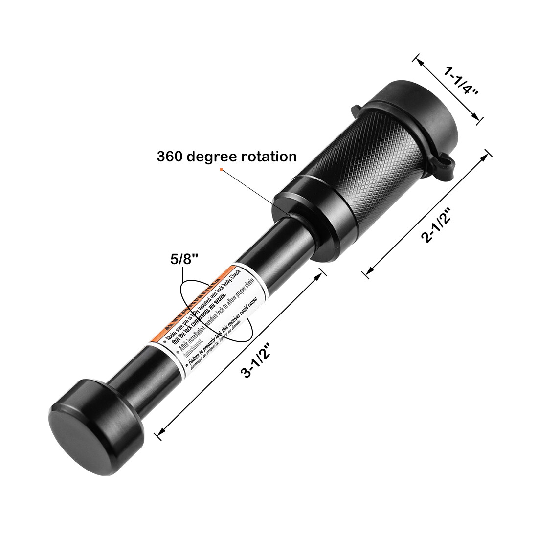 5/8" Black Trailer Hitch Receiver Locking Pin with 2 Keys