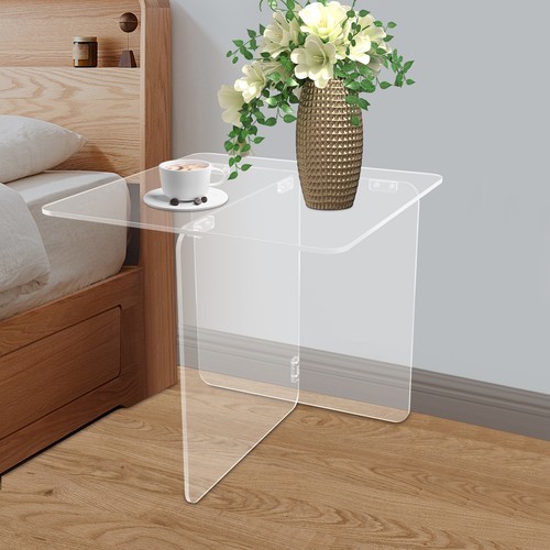 Acrylic Side Table, End Table, Free Standing Clear Modern Bedside Table