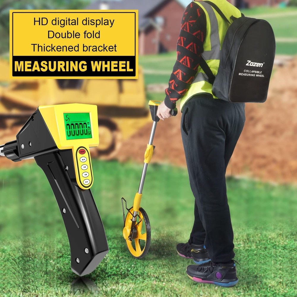 Measuring Wheel Digital Display Foldable Feet Meter Backlit Easy Carrying