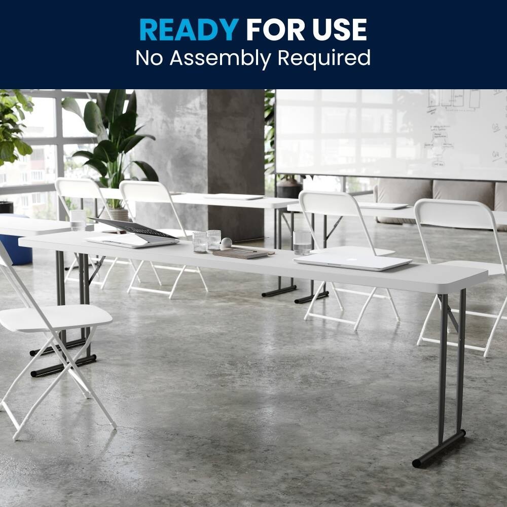 18 W X 96 L Plastic Folding Training Table With Granite White Surface