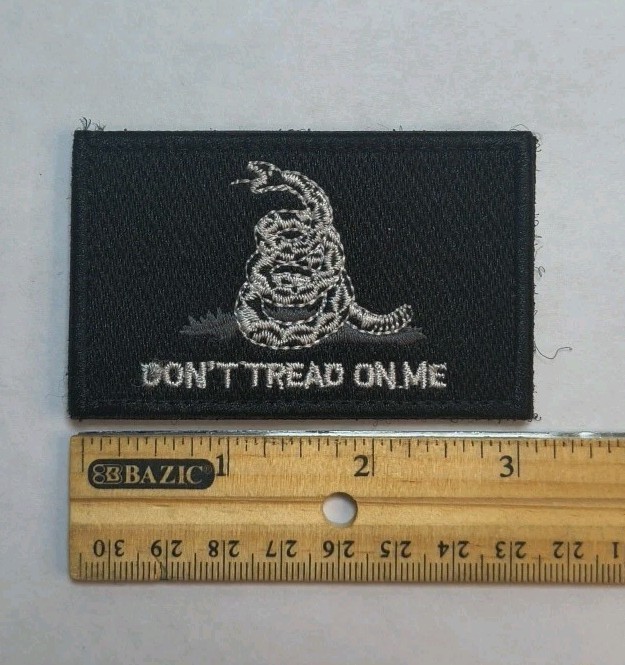 Gadsden Don't Tread On Me Snake Patch Hook And Loop Backing White Black