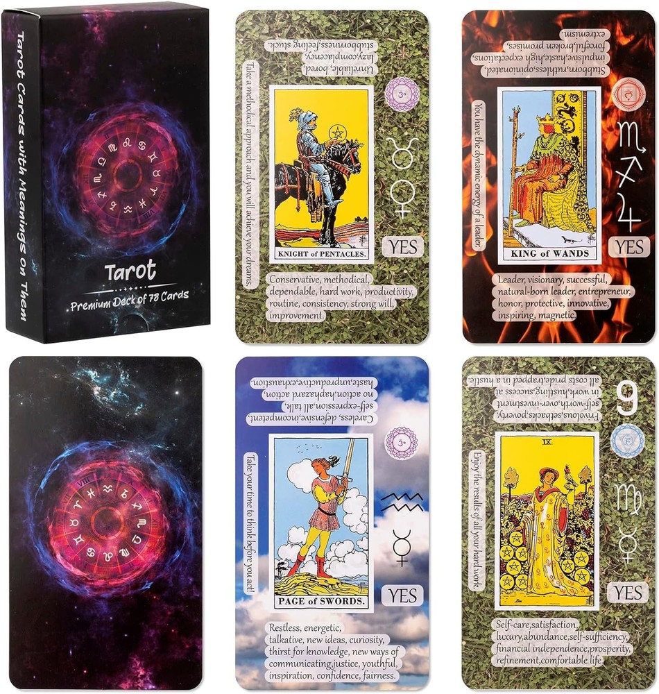 Tarot Cards with Meanings on Them, Learning Set for Beginner,...