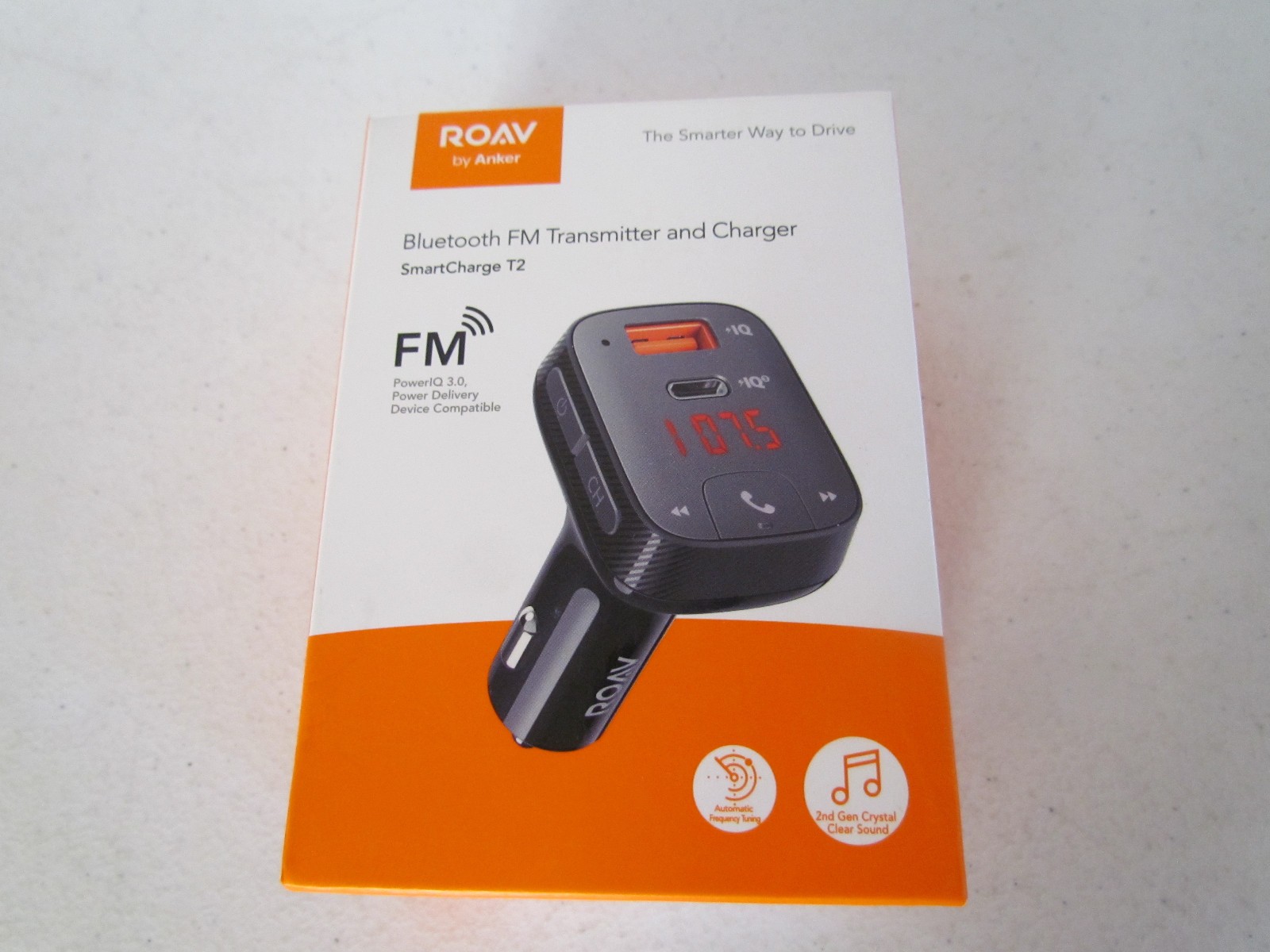 Anker Roav T2 Bluetooth FM Transmitter & Charger SmartCharge IQ 3.0 New