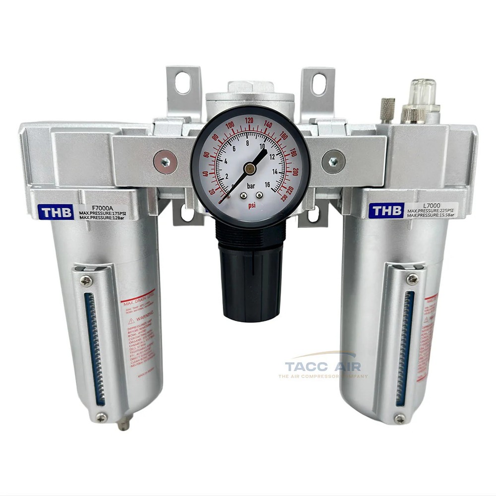 3/4" NPT FRL Compressor Filter Regulator Lubricator Combo Compressed Air System