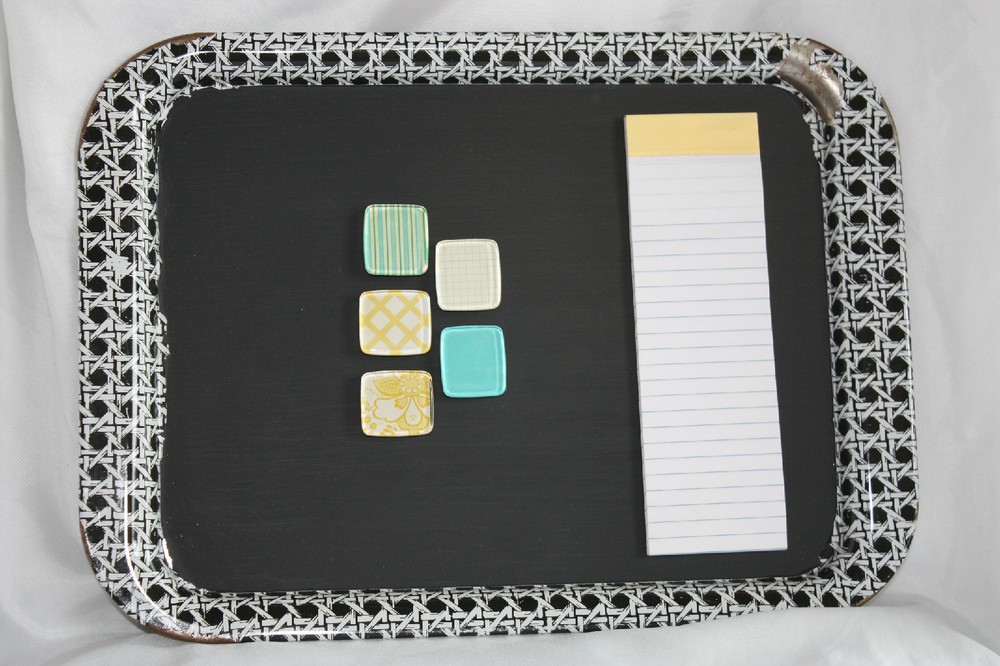 Repurposed Message Center Chalkboard Includes Magnets & Magnetic Notepad